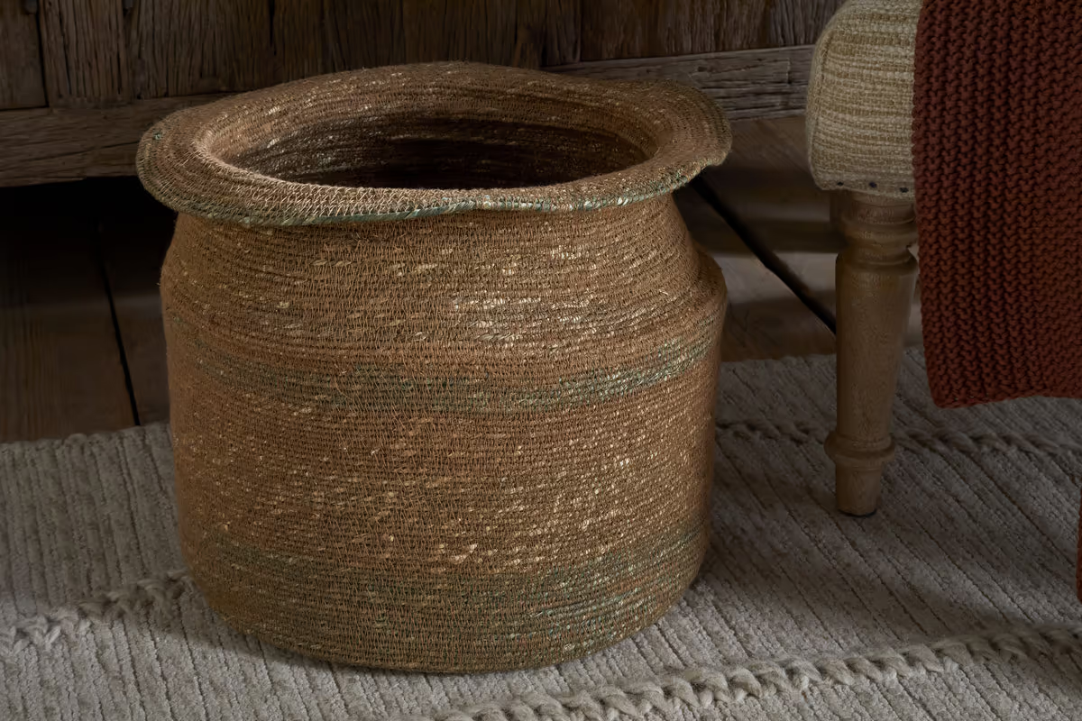 Nkuku - Rana Tall Basket - Natural & Moss