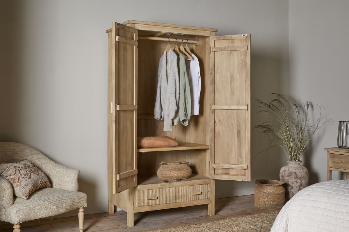 Nkuku - Vivan Grooved Wardrobe - Natural