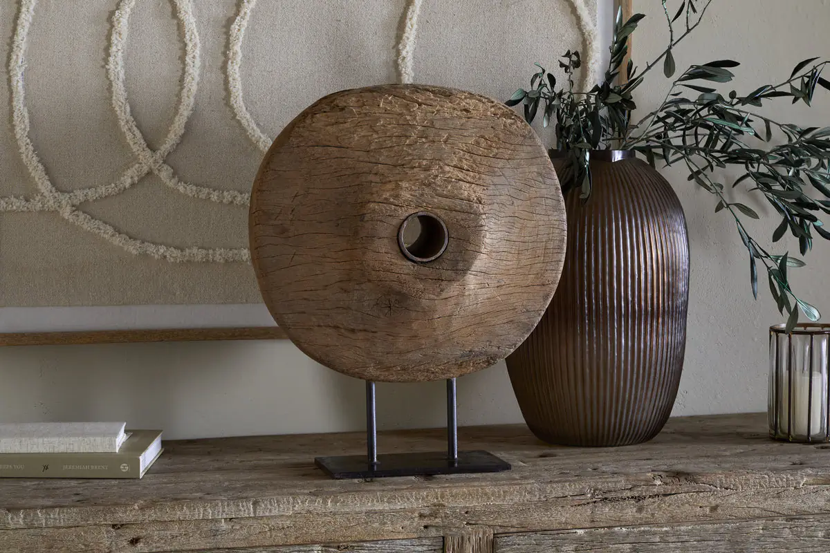 Nkuku - Cala Reclaimed Wood Objet on Stand - Natural