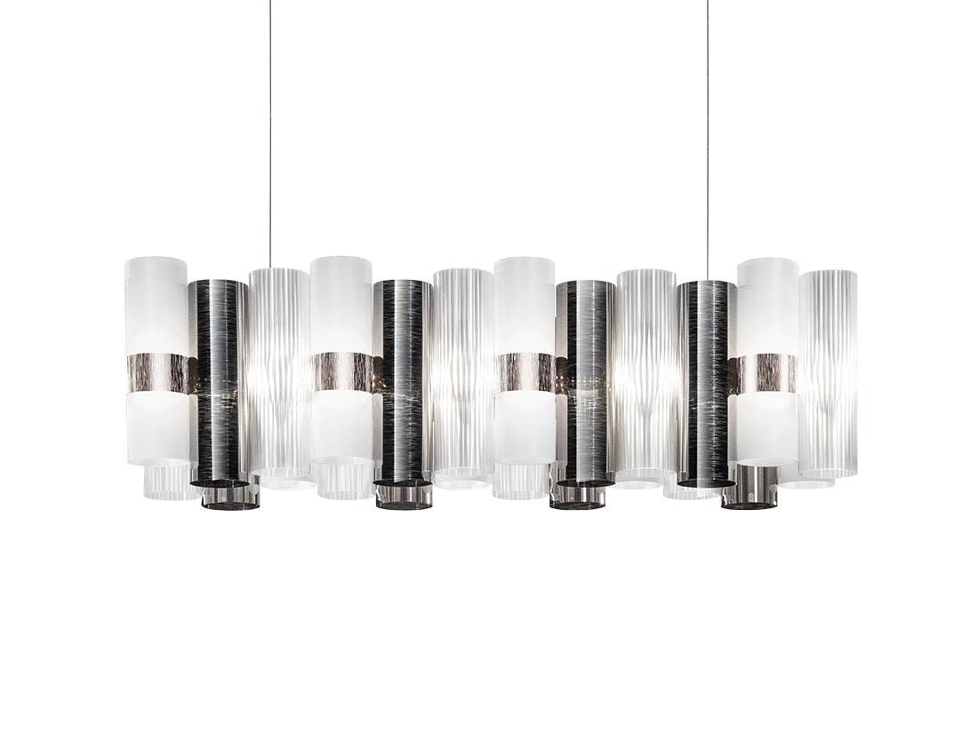 Slamp - La Lollo Linear Suspension Lamp - 100 - Pewter