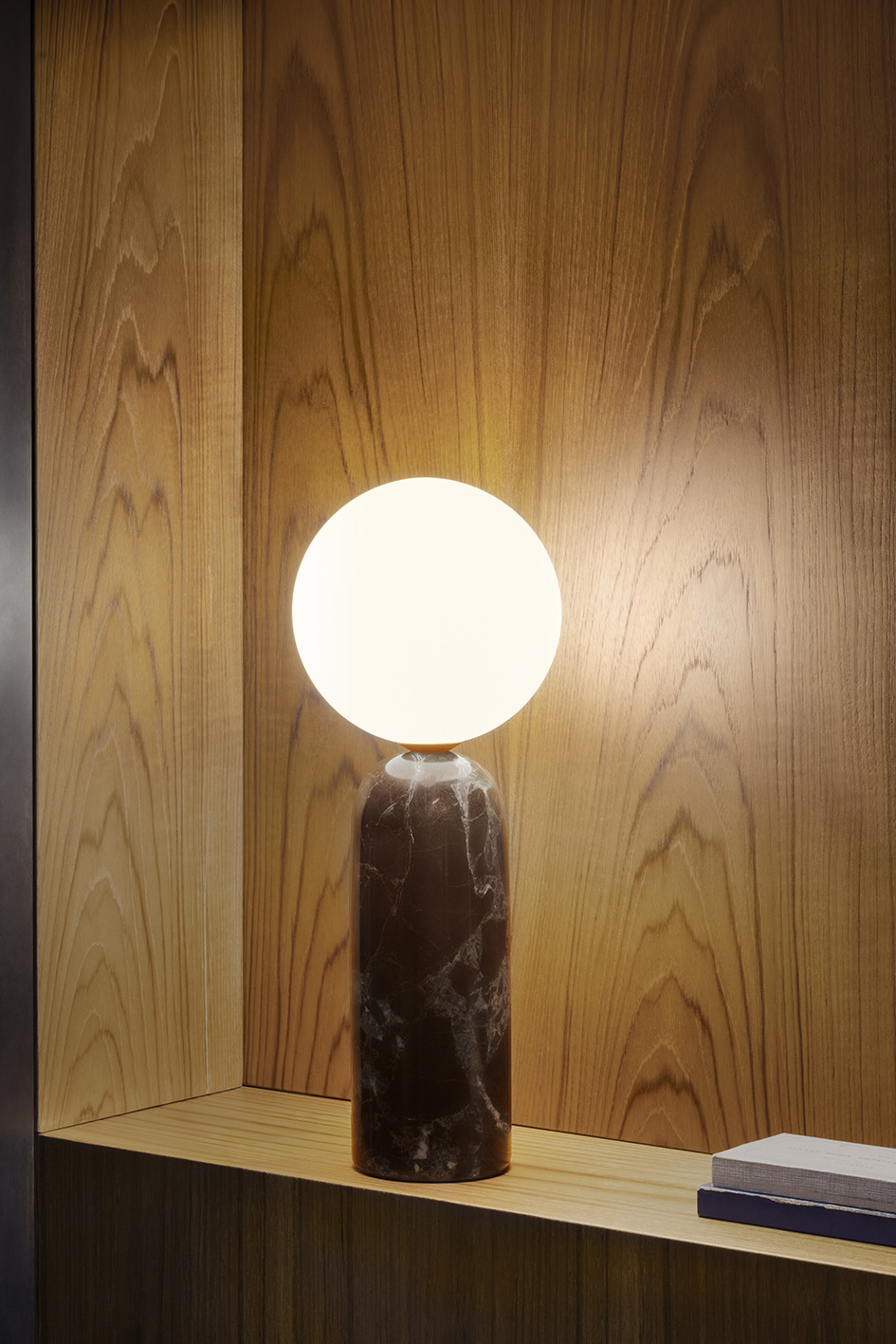 Contardi Emma Table Lamp - Red Levanto Marble Frame - Opal White Global 160mm Diffuser