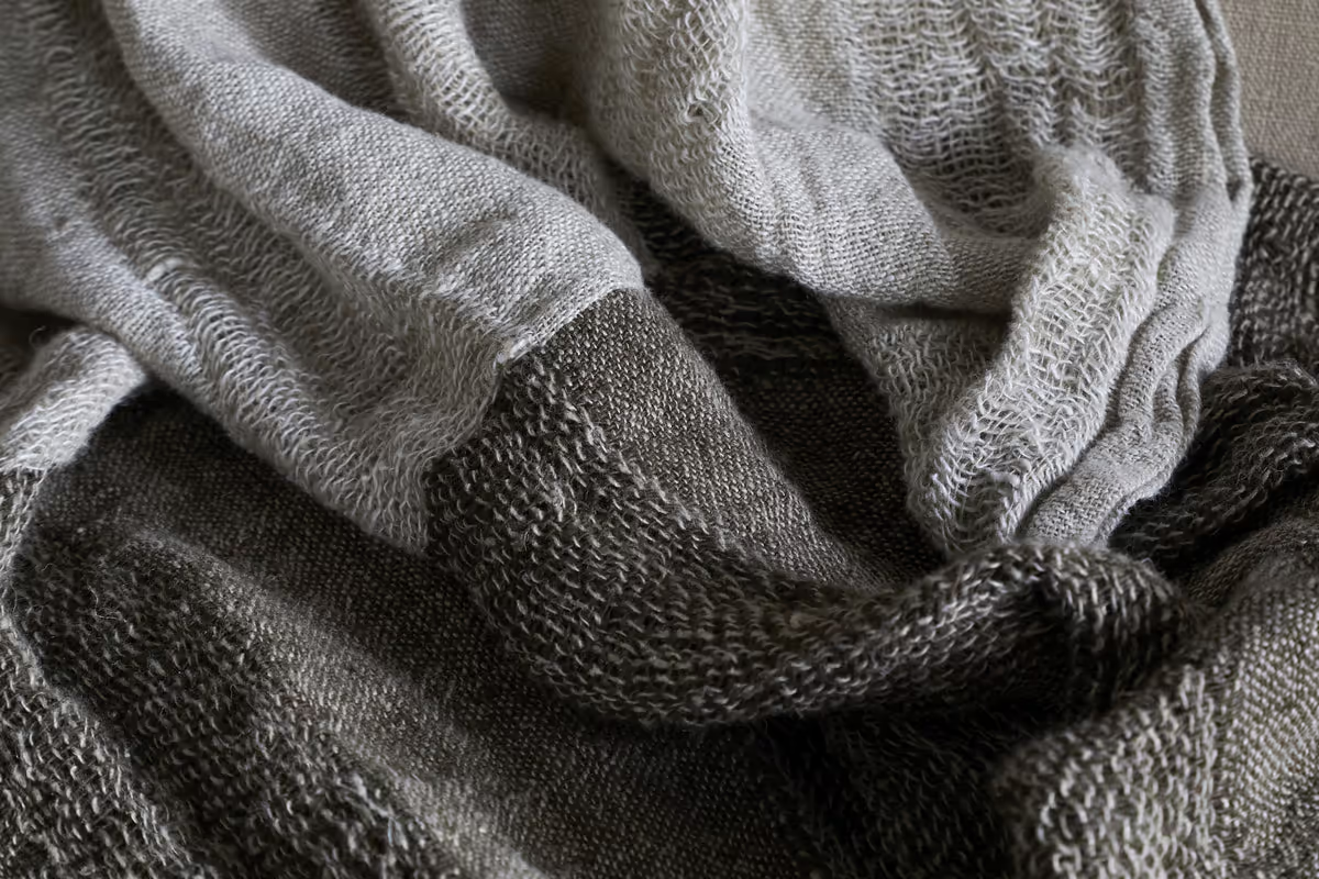 Nkuku - Munir Linen Throw - Charcoal