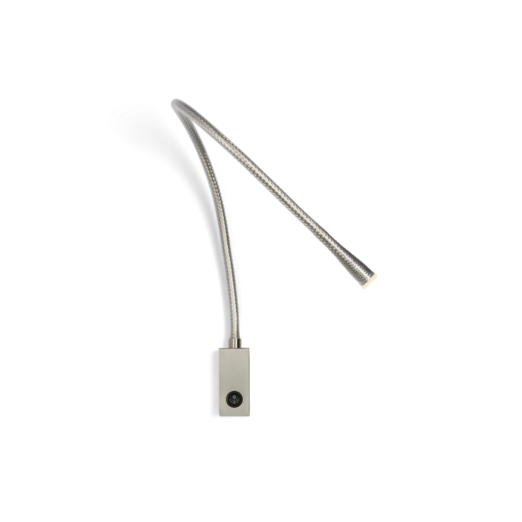 Contardi Lighting Flexiled wall Lamp - l.900 - Satin Nickel - Braided Steel Mesh - With Switch