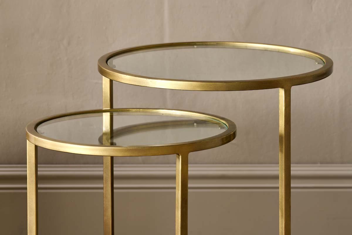 Nkuku - Nakuru Iron & Glass Drinks Table - Brass