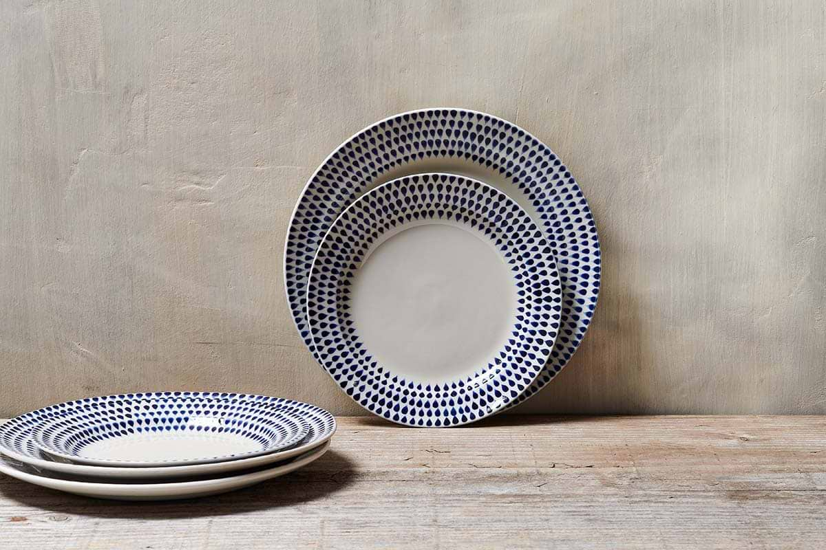 Nkuku - Indigo Drop Side Plate - Cream & Indigo