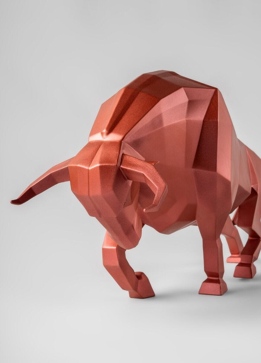 Lladró - Bull Sculpture - Metallic Red