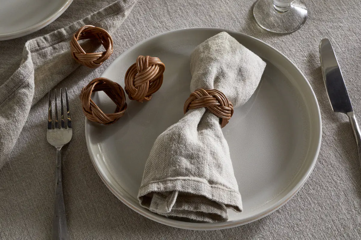 Nkuku - Bersama Rattan Napkin Rings - Natural - Set of 4