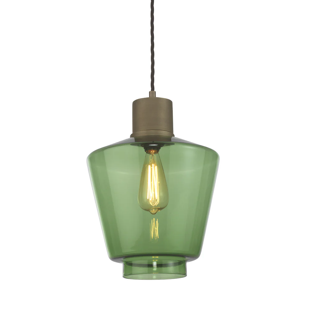 Northern Light - Romney Pendant Ceiling Lights - Emerald Brass Medium Finish - Emerald Shade