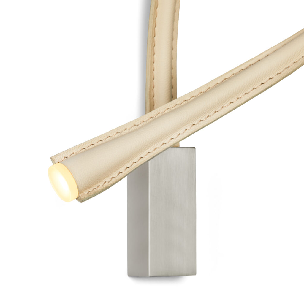 Contardi Lighting Flexiled wall Lamp - l.900 - Satin Nickel - Ivory Leather - Without Switch