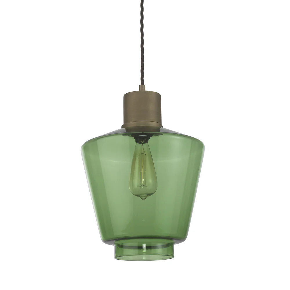 Northern Light - Romney Pendant Ceiling Lights - Emerald Brass Medium Finish - Emerald Shade
