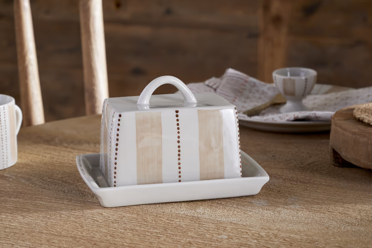 Nkuku - Patthar Butter Dish - Cream & Clay