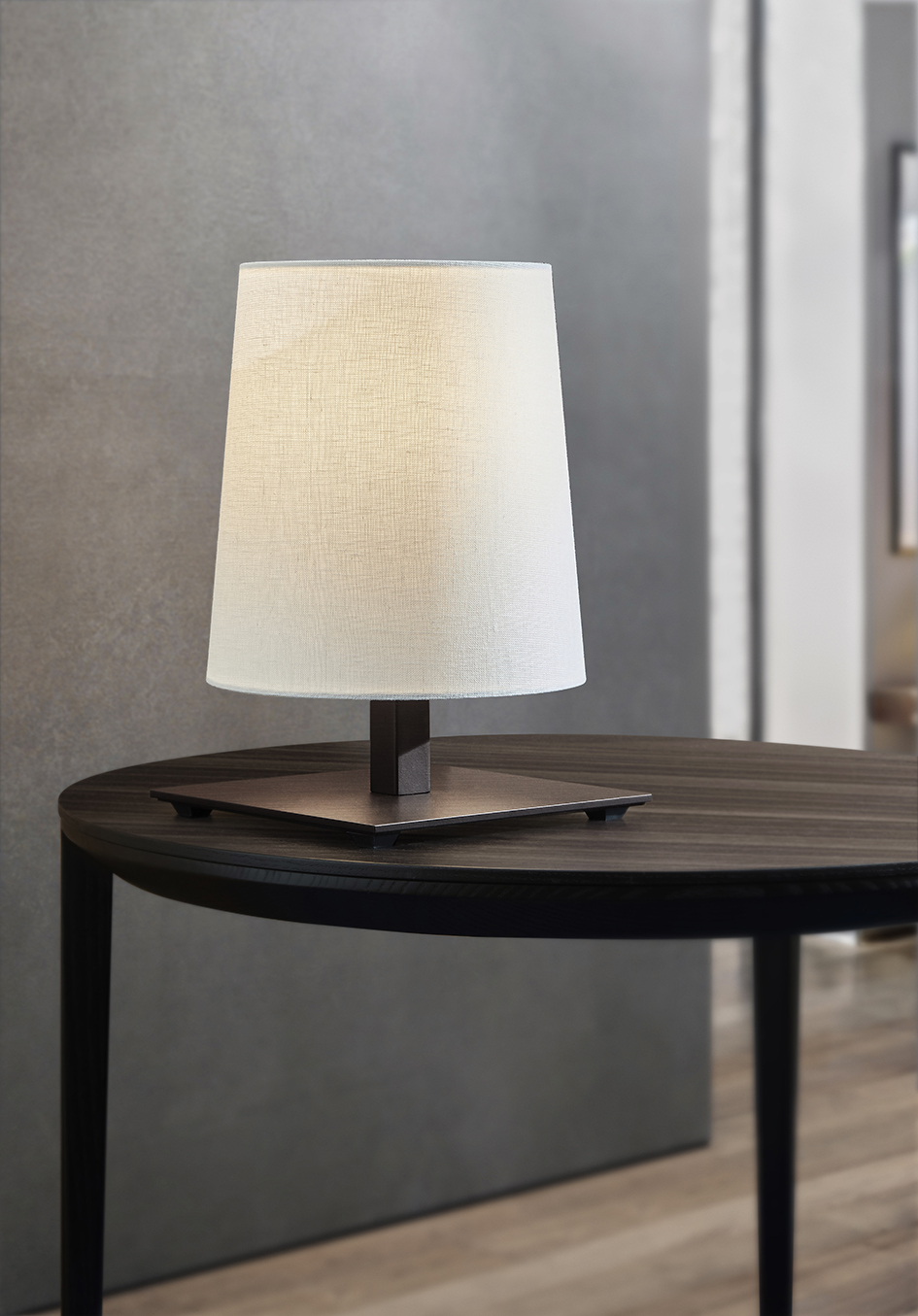 Contardi Heritage Table Lamp - White Linen Shade - Brushed Bronze Frame