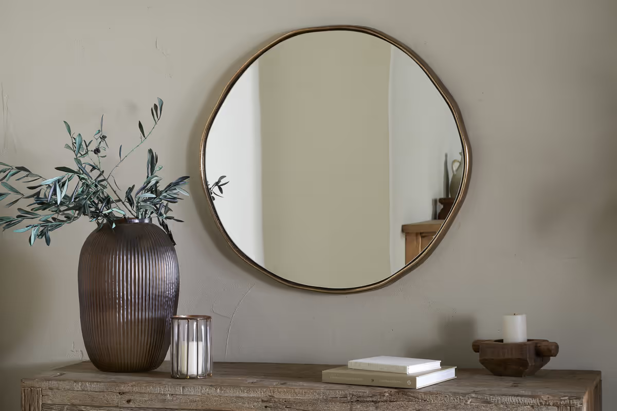 Nkuku - Mchanga Organic Shape Mirror - Antique Brass