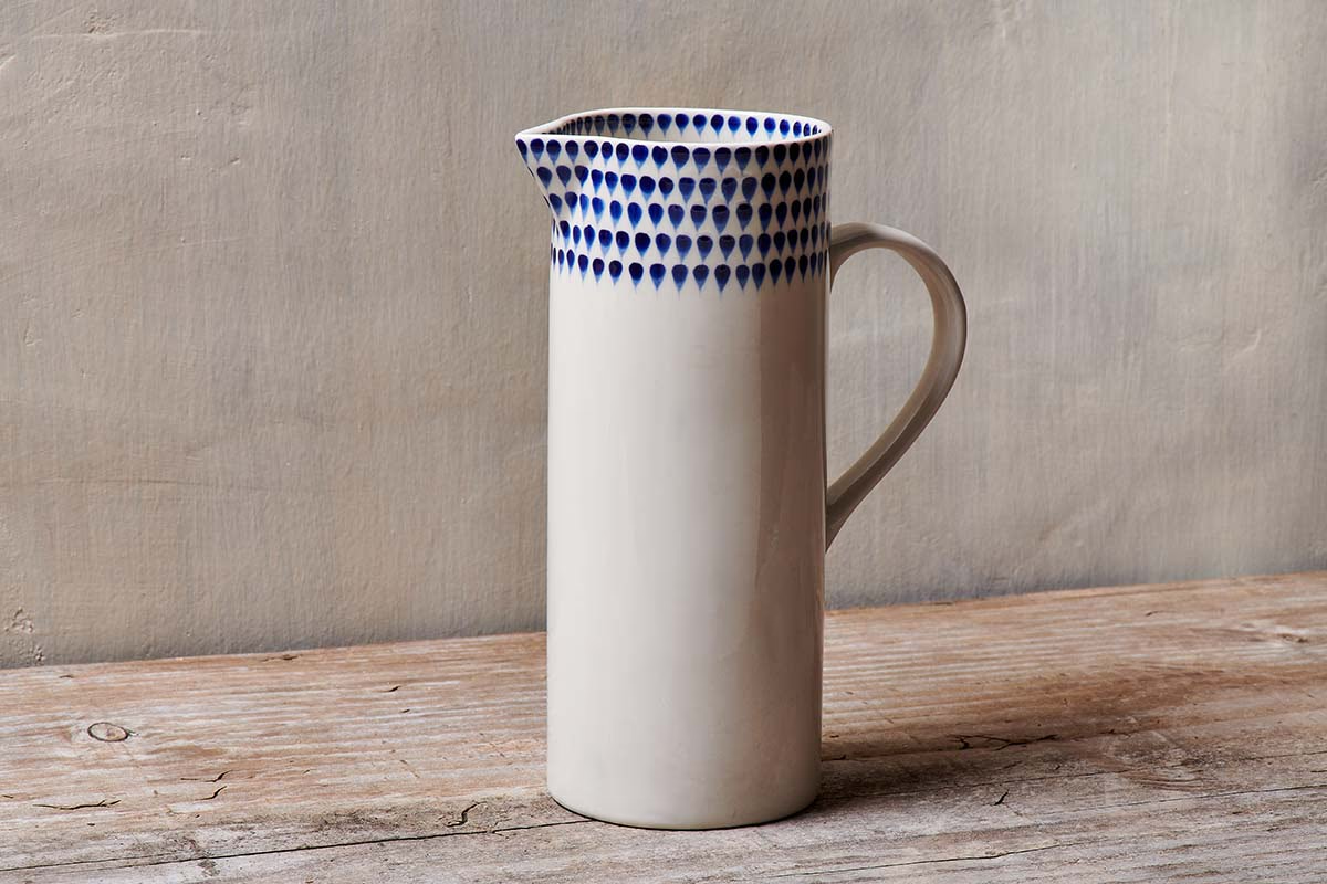 Nkuku - Indigo Drop Jug - Cream & Indigo - Large