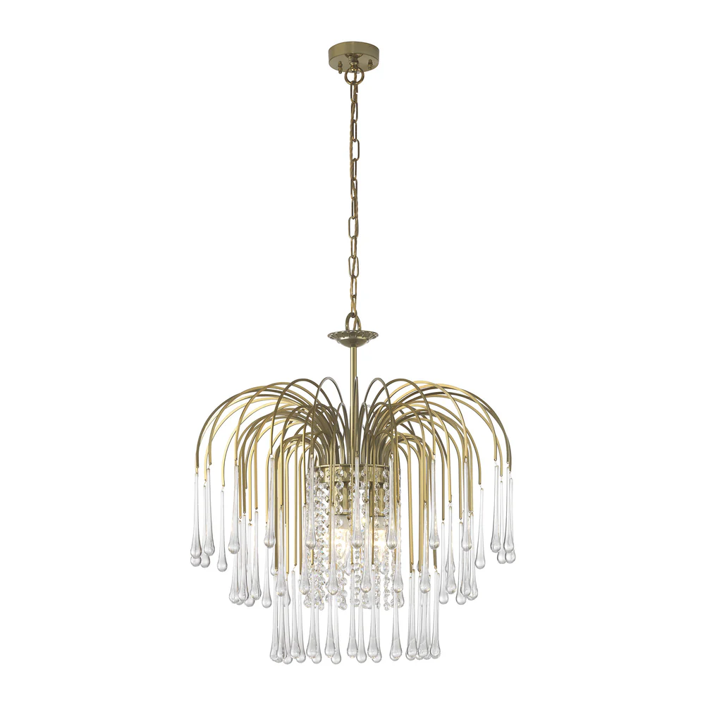 Northern Light - Evie Chandelier Ceiling Lights - Georgian Brass Clear Glass Finish