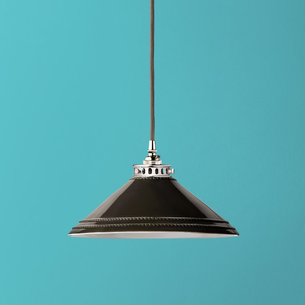 Pooky - Ted Ceramic Pendant Light Shade - Black With Stone Interior