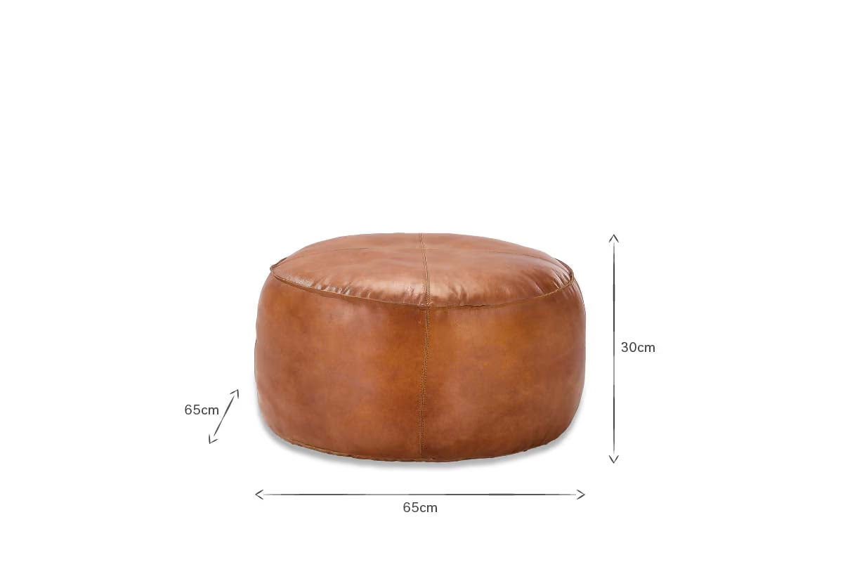 Nkuku - Nadu Leather Pouf - Aged Tan