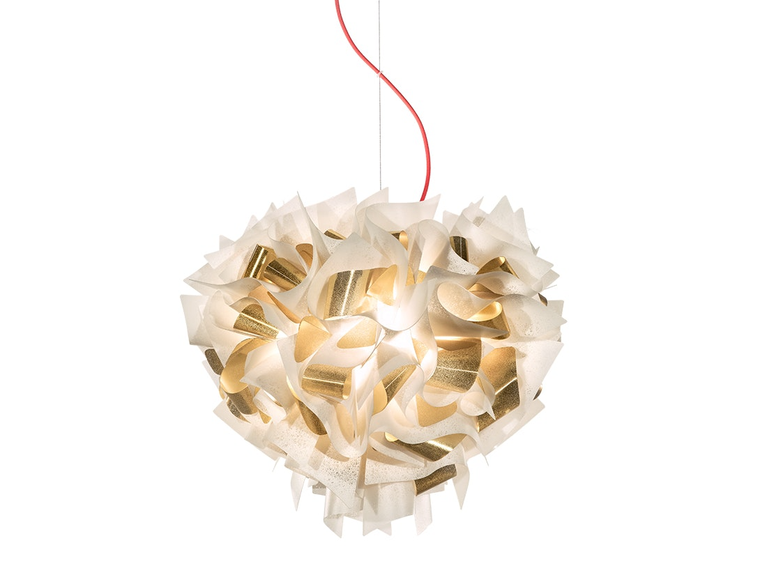 Slamp - Veli Aurea Suspension Lamp - Large - White/Gold - Red Wire