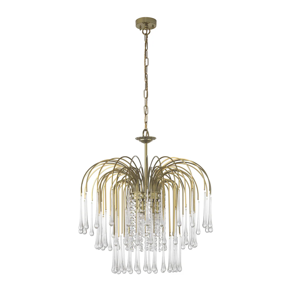 Northern Light - Evie Chandelier Ceiling Lights - Georgian Brass Clear Glass Finish