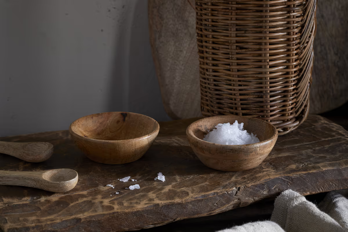 Nkuku - Daruka Salt & Pepper Dipping Bowls with Spoons - Natural
