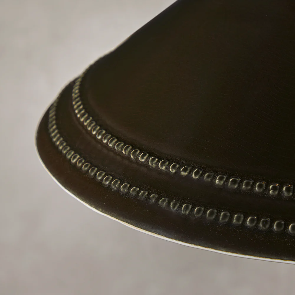 Pooky - Ted Ceramic Pendant Light Shade - Black With Stone Interior