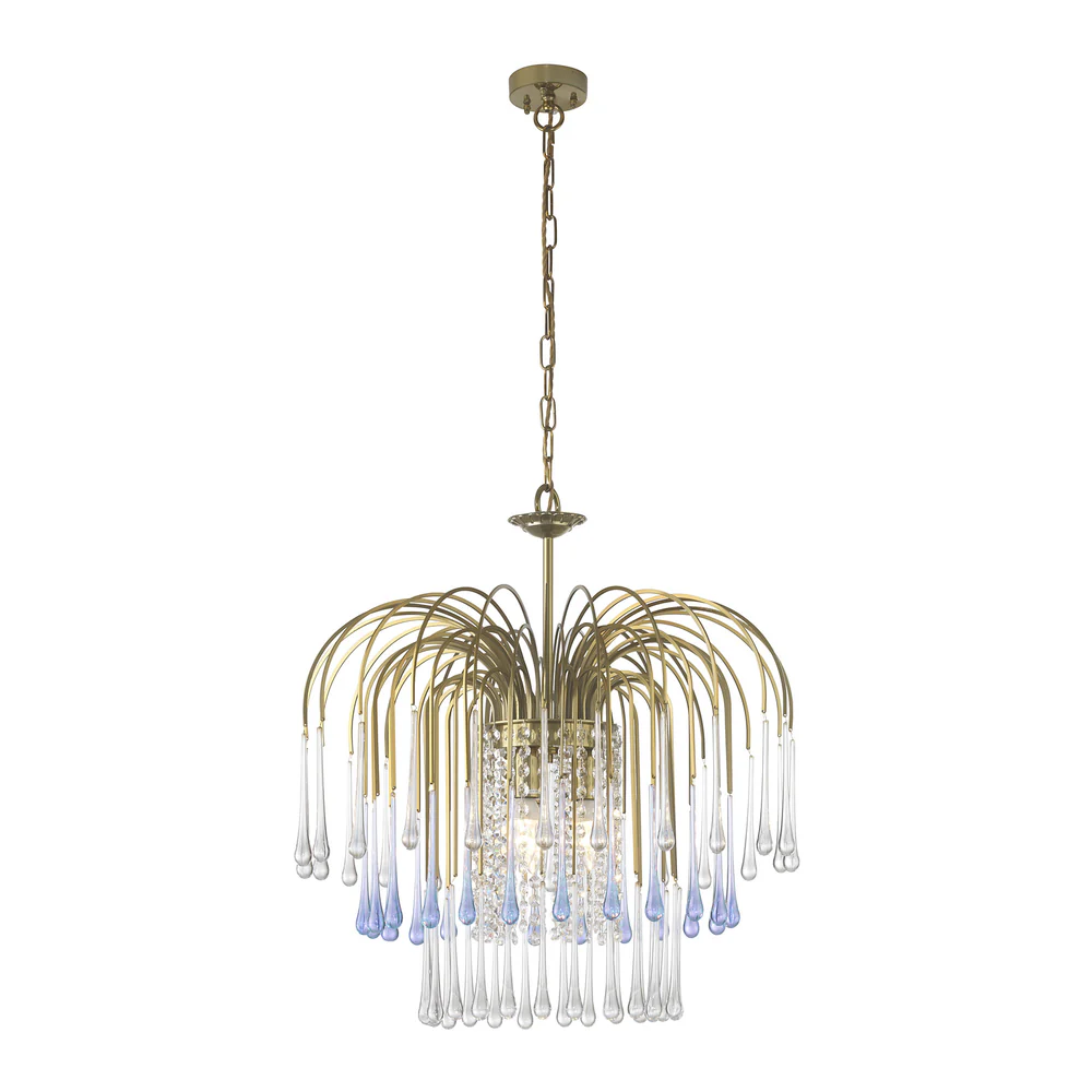 Northern Light - Evie Chandelier Ceiling Lights - Georgian Brass Alexandrite Glass Finish