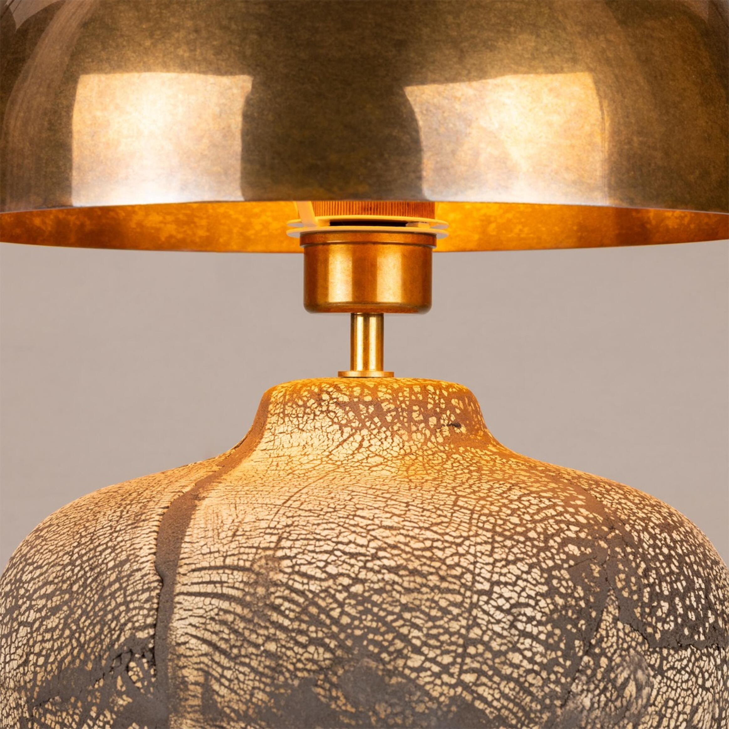 Mullan Lawson Ceramic Table Lamp With Antique Brass Shade - Black Clay
