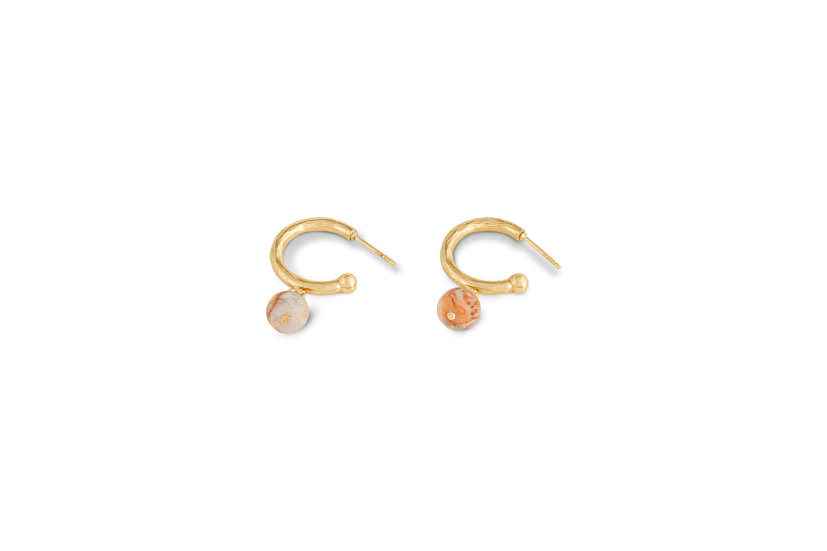 Nkuku - Cerita Rhodochrosite Earrings - Rhodochrosite & Gold