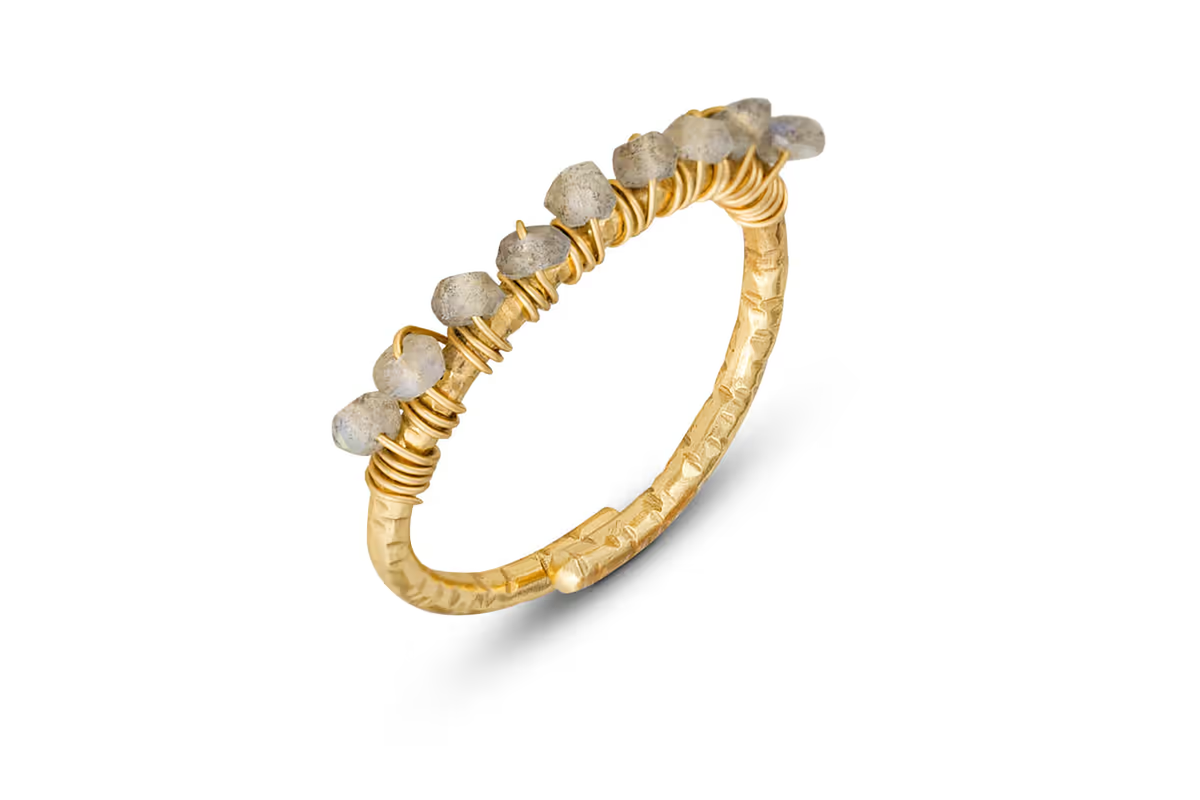 Nkuku - Vani Labradorite Ring - Labradorite & Gold