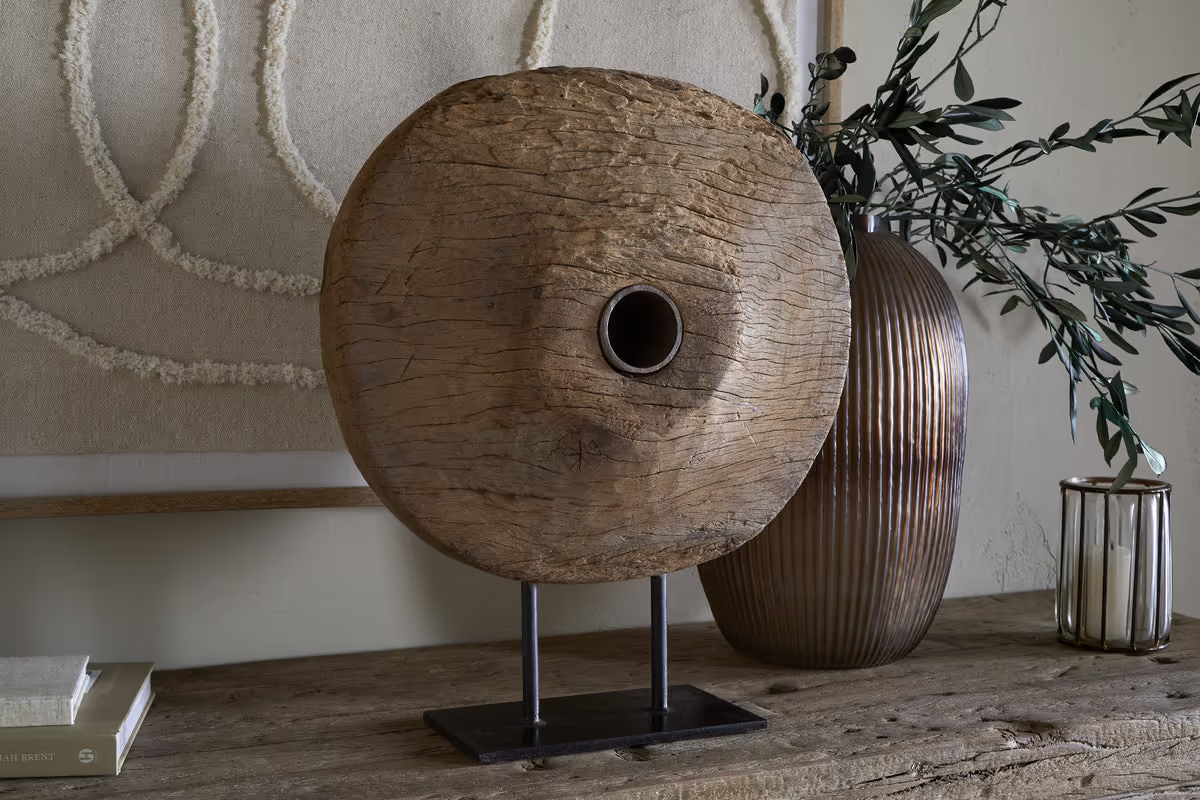 Nkuku - Cala Reclaimed Wood Objet on Stand - Natural