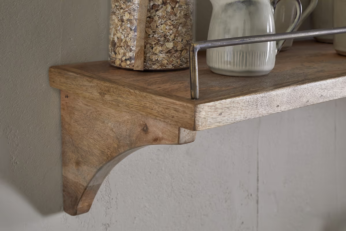 Nkuku - Meera Mango Wood & Iron Gallery Shelf - Natural - Small
