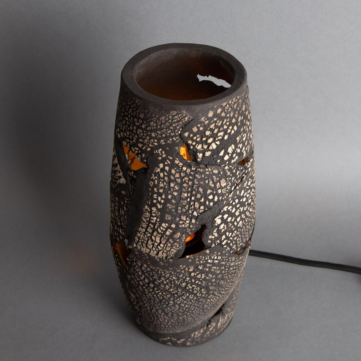 Mullan Carya Ceramic Table Lamp Rustic Luminaire Black Clay - Powder Coated Matte Black Finish