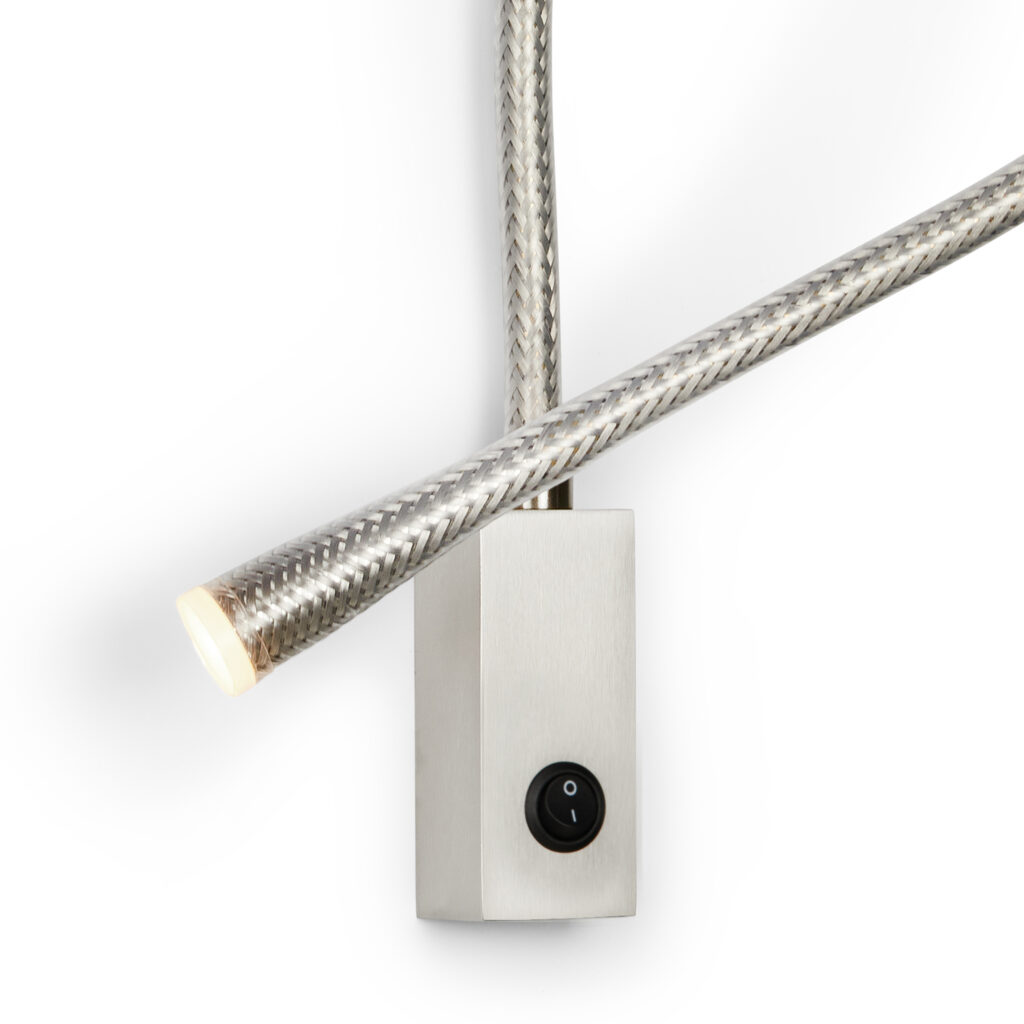 Contardi Lighting Flexiled wall Lamp - l.900 - Satin Nickel - Braided Steel Mesh - With Switch