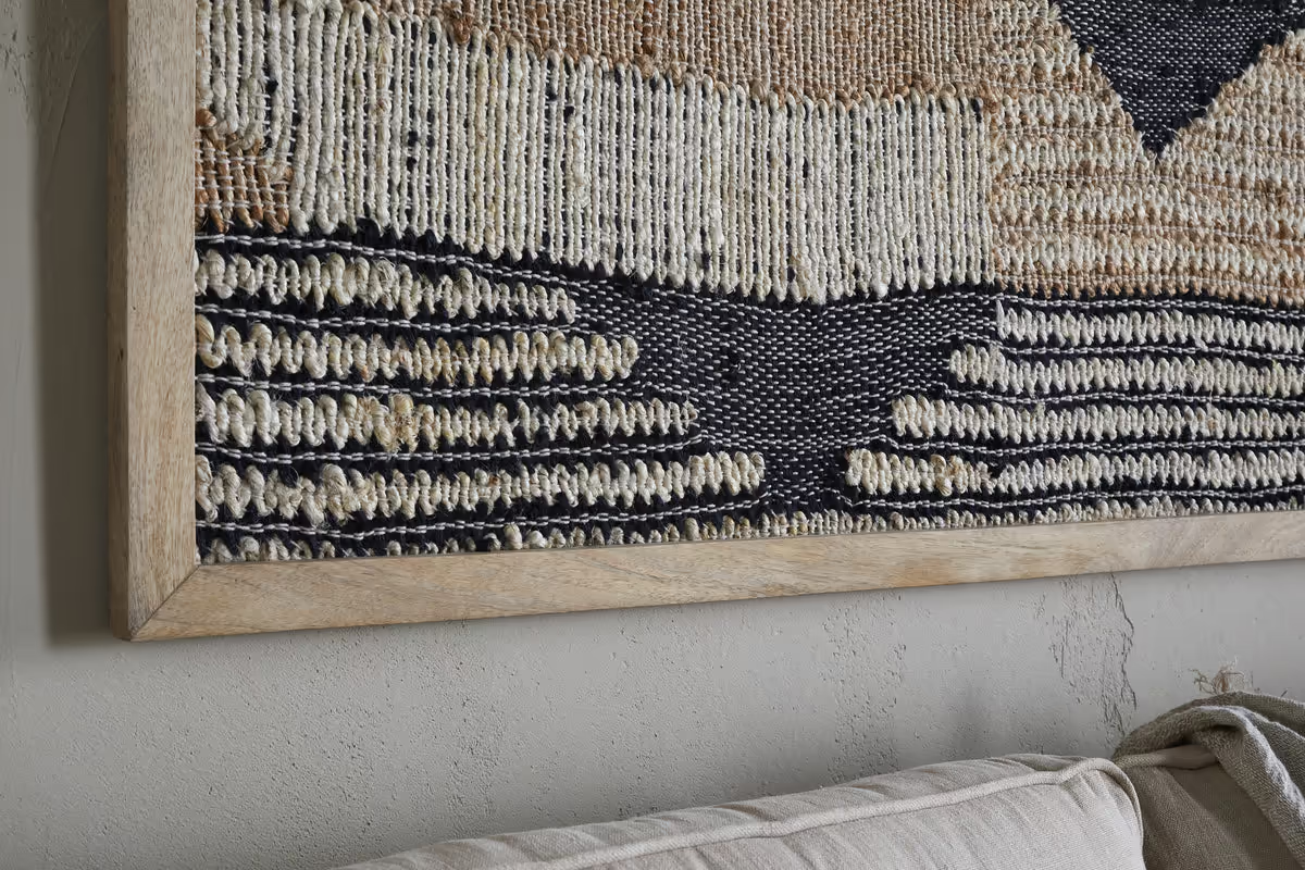 Nkuku - Birala Large Textured Wall Art - Natural & Dark Blue