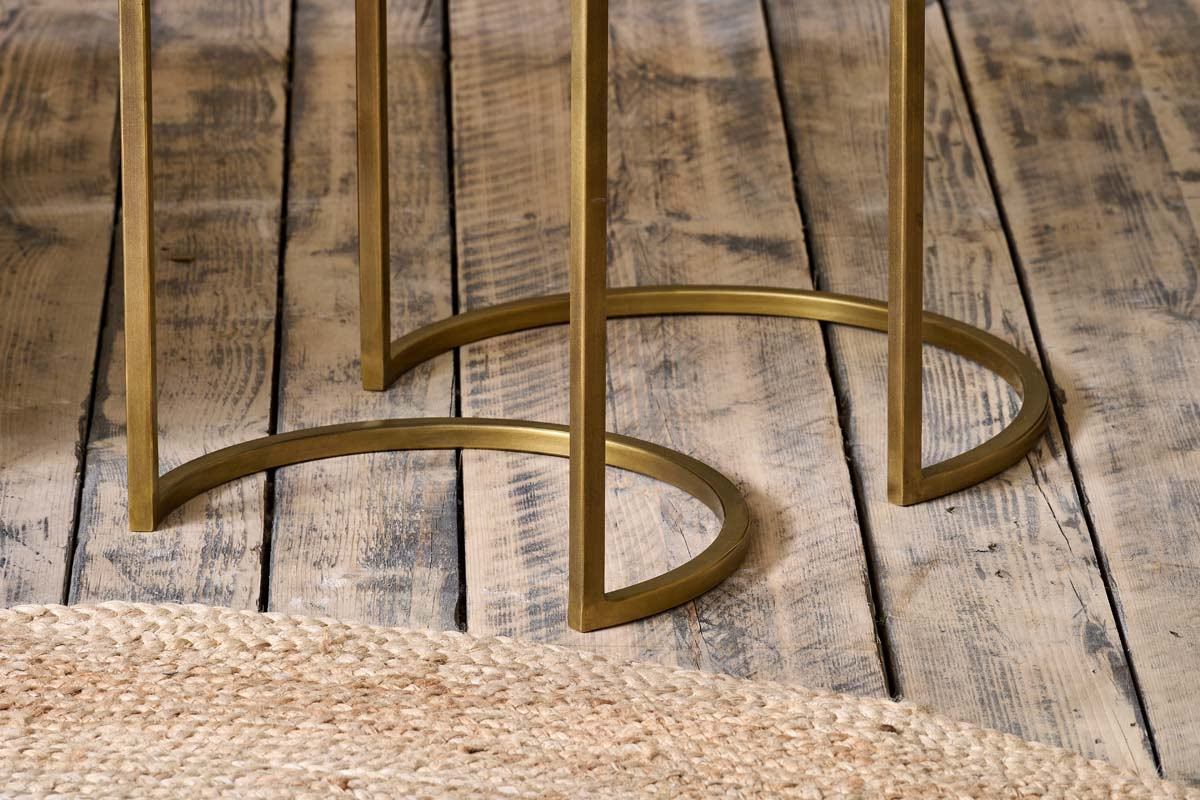 Nkuku - Nakuru Iron & Glass Drinks Table - Brass