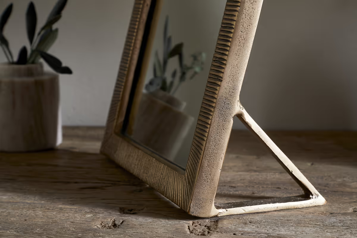 Nkuku - Baja Standing Mirror - Antique Brass