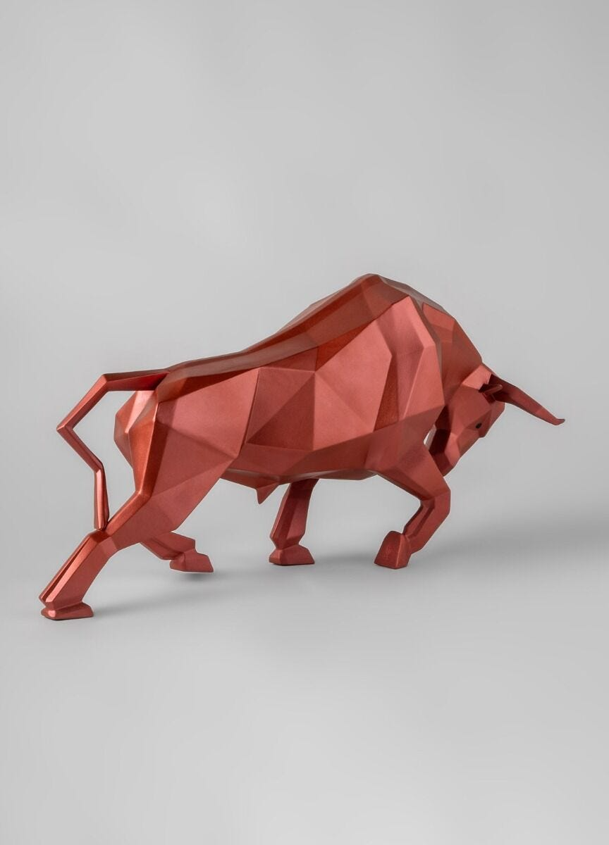 Lladró - Bull Sculpture - Metallic Red