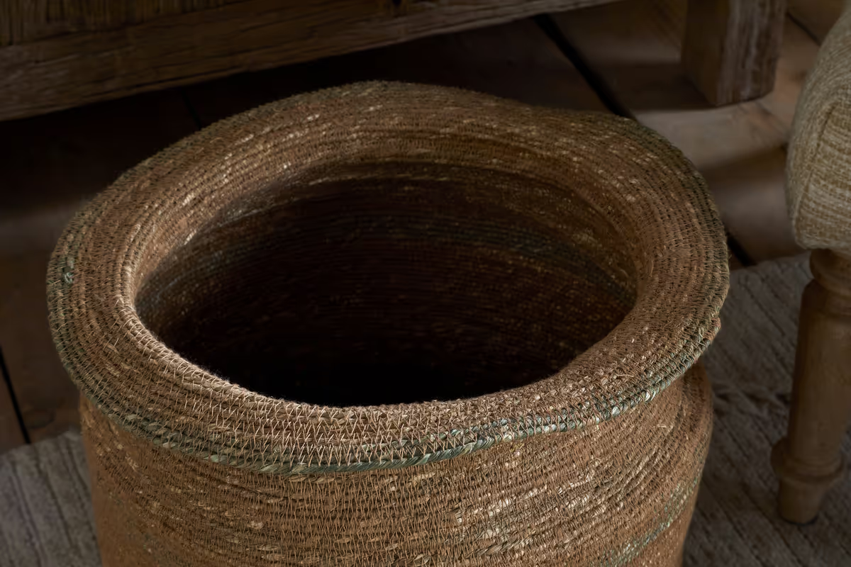 Nkuku - Rana Tall Basket - Natural & Moss