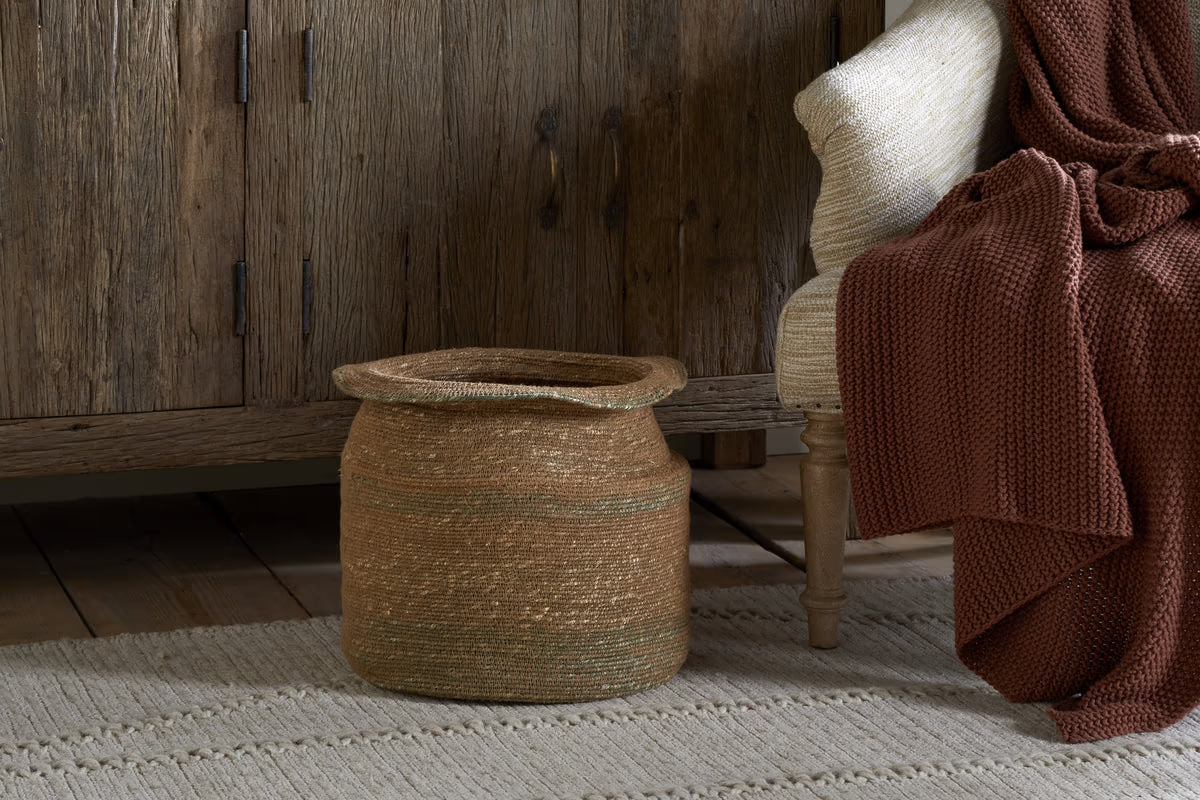 Nkuku - Rana Tall Basket - Natural & Moss