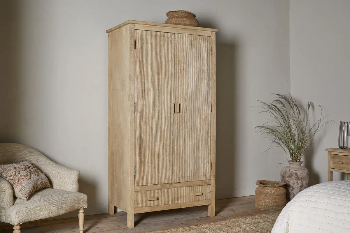 Nkuku - Vivan Grooved Wardrobe - Natural