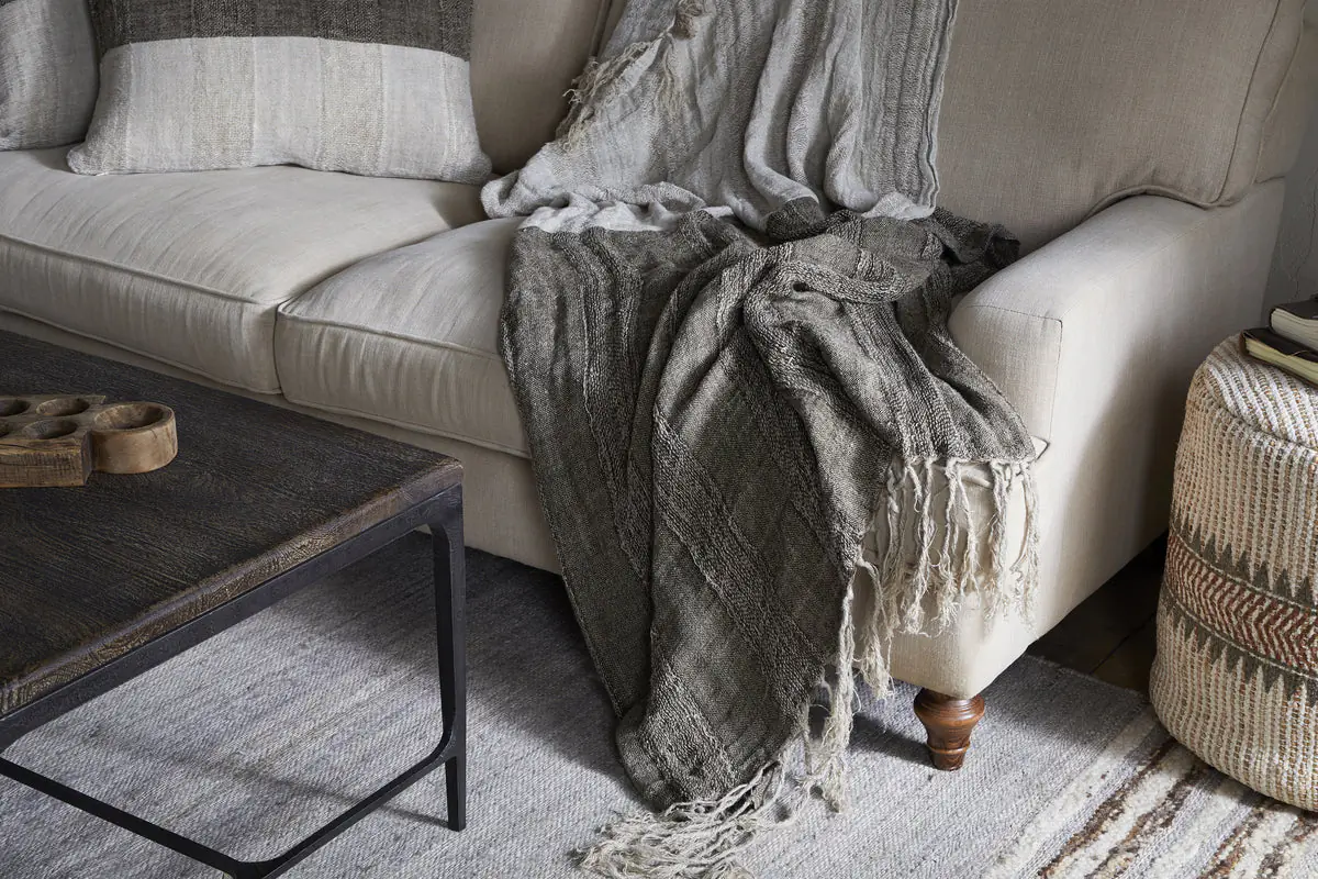 Nkuku - Munir Linen Throw - Charcoal