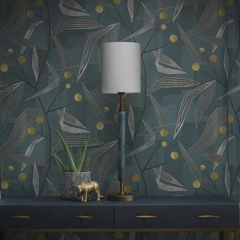 Northern Light - Rathburn Table Lamp Large - Verdigris Rich Bronze Finish - 8" Slim Drum Pearl Grey Shade