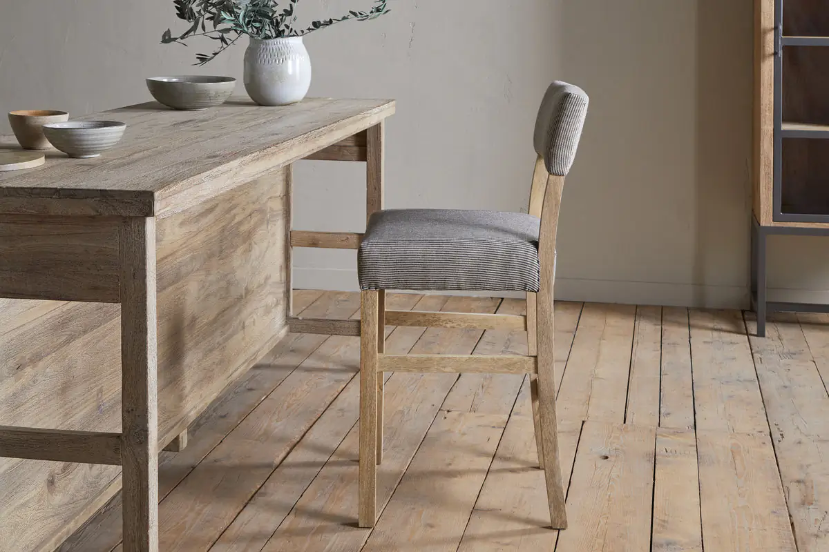 Nkuku - Nadeeka Linen Upholstered Counter Chair - Soft Grey