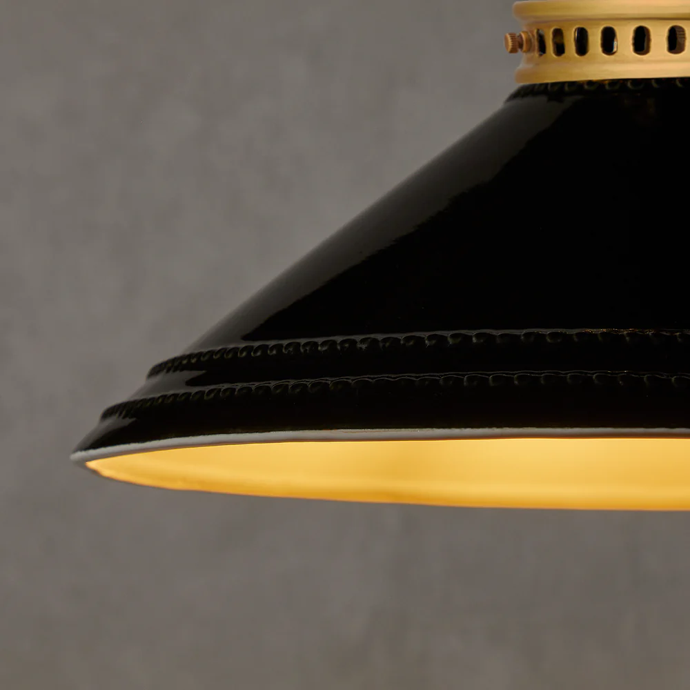 Pooky - Ted Ceramic Pendant Light Shade - Black With Stone Interior