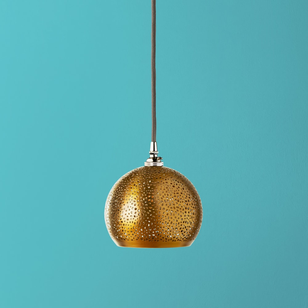 Pooky - Perforated Mundo Pendant Light Shade - Brass
