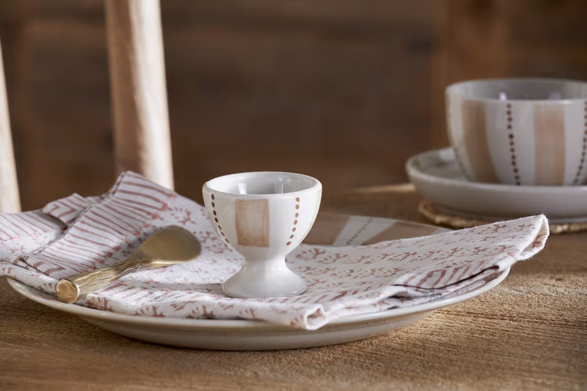 Nkuku - Patthar Egg Cups - Cream & Clay - (Set of 2)