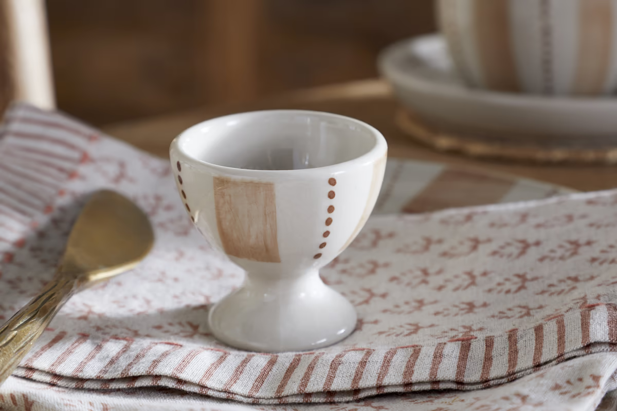 Nkuku - Patthar Egg Cups - Cream & Clay - (Set of 2)