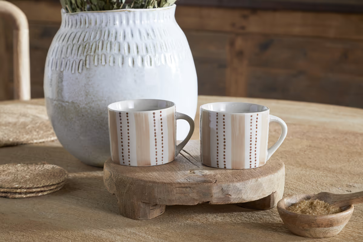 Nkuku - Patthar Mug - Cream & Clay - Small (Set of 2)