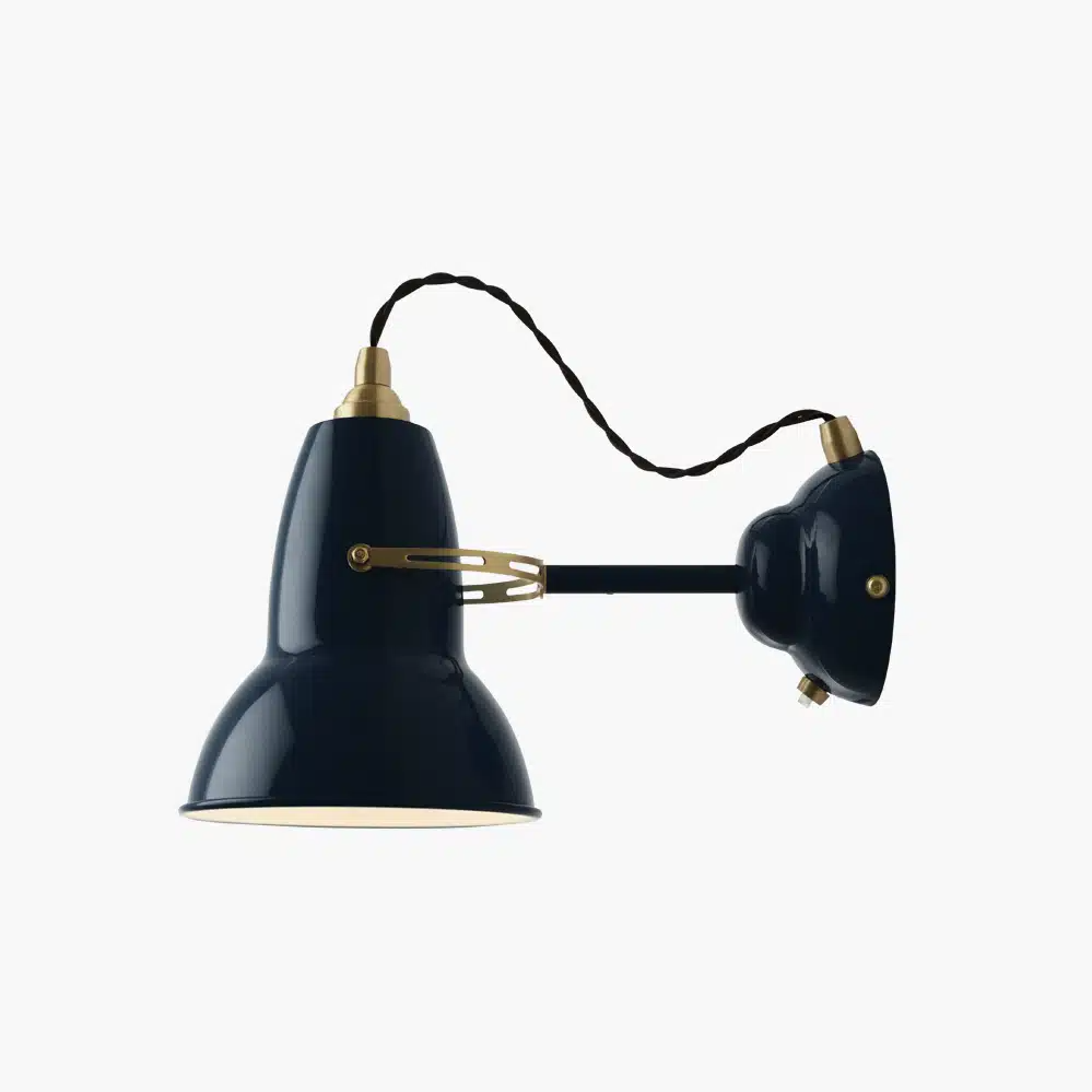 Anglepoise Light - Original 1227 Brass Wall Light Ink Blue - Ink Blue Finish - Steel Shade and Wall Plate