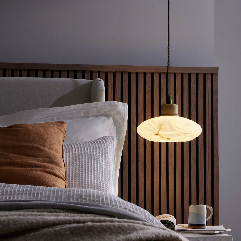 Northern Light - Deimos Pendant Large Ceiling Lights - Brass Light Finish - White Alabaster Shade